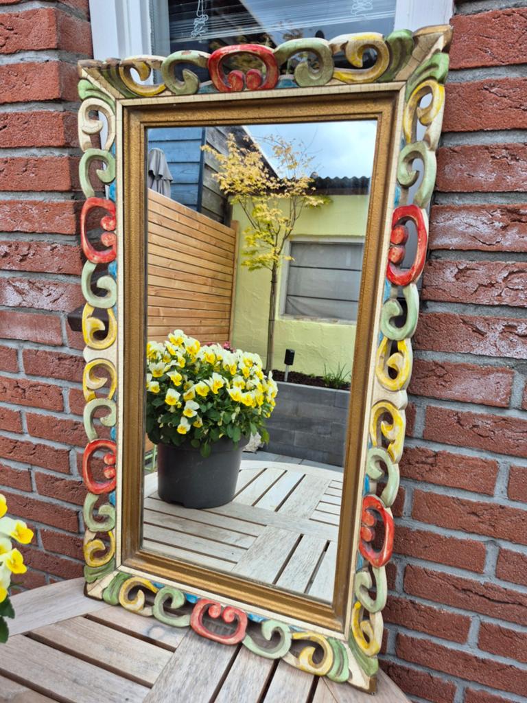 Vintage Italiaanse spiegel, Venetiaanse stijl., Huis en Inrichting, Woonaccessoires | Spiegels, Ophalen, Minder dan 50 cm, Zo goed als nieuw
