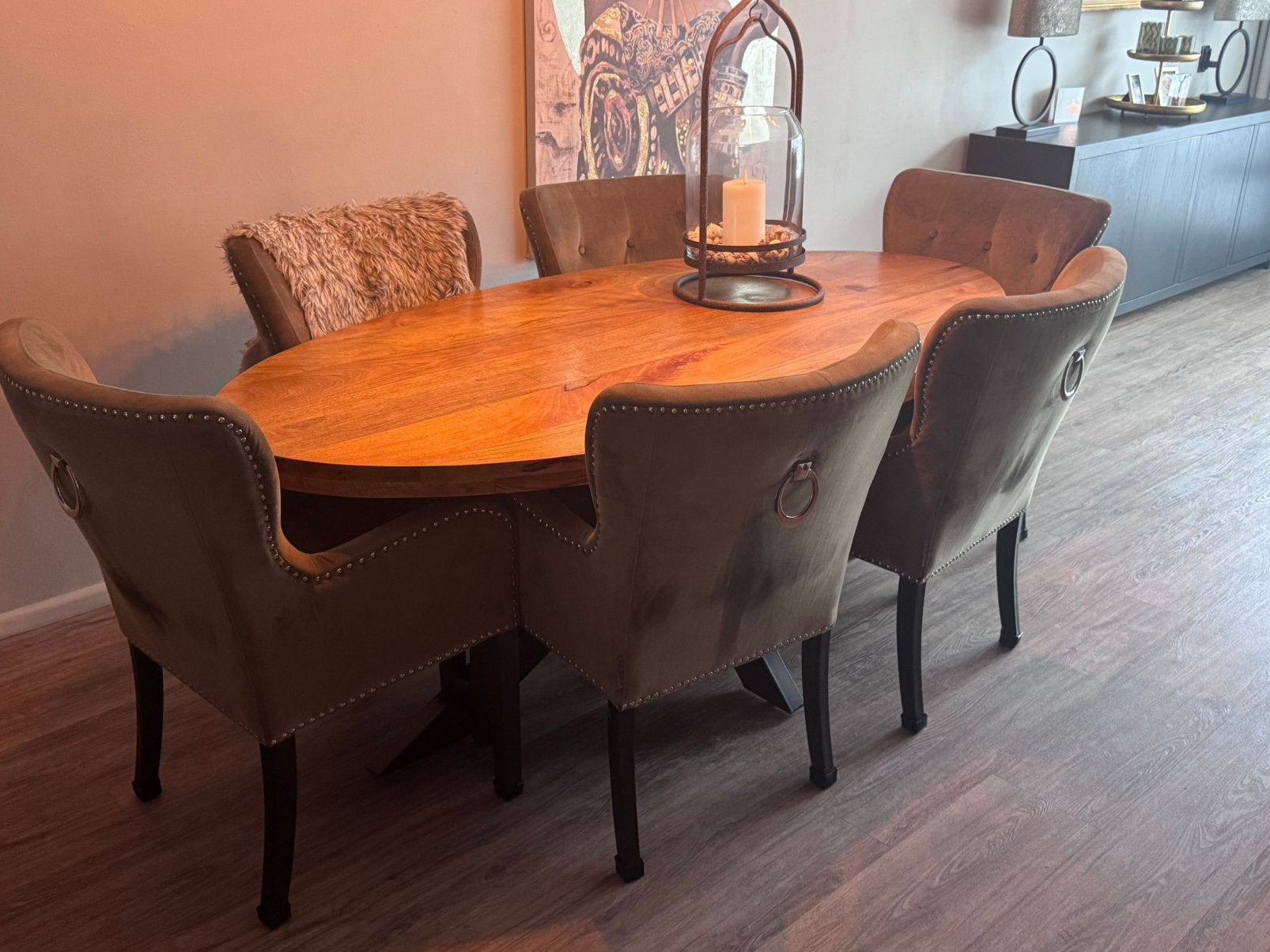 6x Richmond eetkamer stoelen velvet green, Huis en Inrichting, Stoelen, Ophalen, Gebruikt, Overige kleuren, Hotel chique