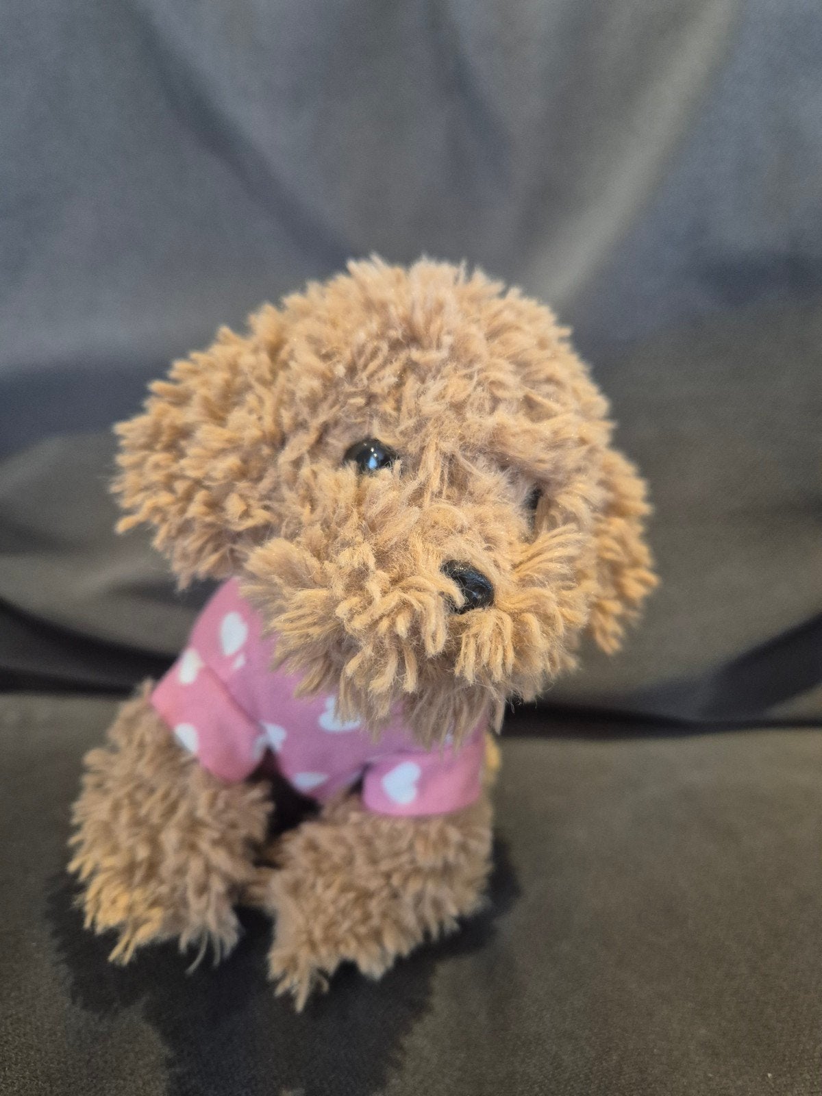 Schattige pluche hond met roze shirtje, Ophalen, Hond, Zo goed als nieuw, Middelgroot (20 tot 80 cm)