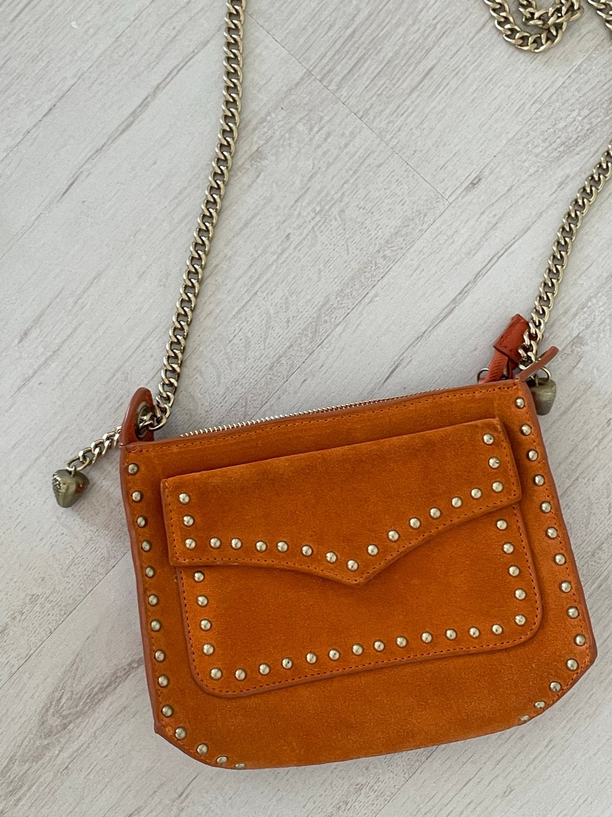 Zara Tasje met Studs - Oranje Suède Look, Ophalen, Zo goed als nieuw, Oranje, Overige merken
