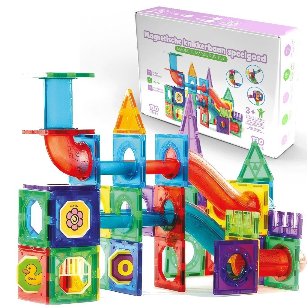 Magnetische knikkerbaan 130 stuks met lichtgevende ballen, Ophalen of Verzenden, Nieuw, Overige merken