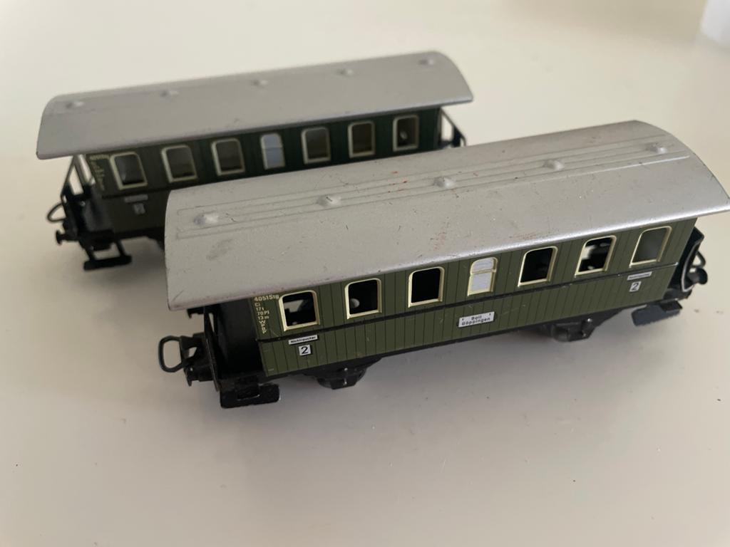2x Märklin groene passagierswagons - Gebruikt, Overige merken, Gebruikt, Gelijkstroom of Wisselstroom, Wagon