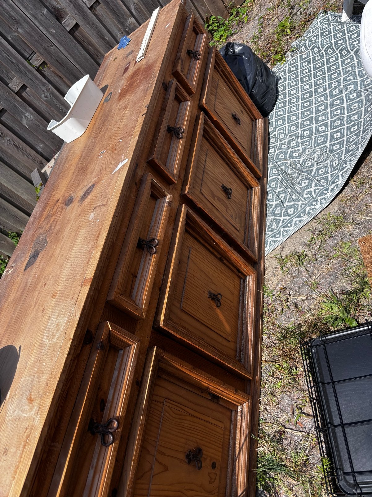 Robuust houten dressoir met lades en deuren, Ophalen, Gebruikt, 150 tot 200 cm, Met lade(s)