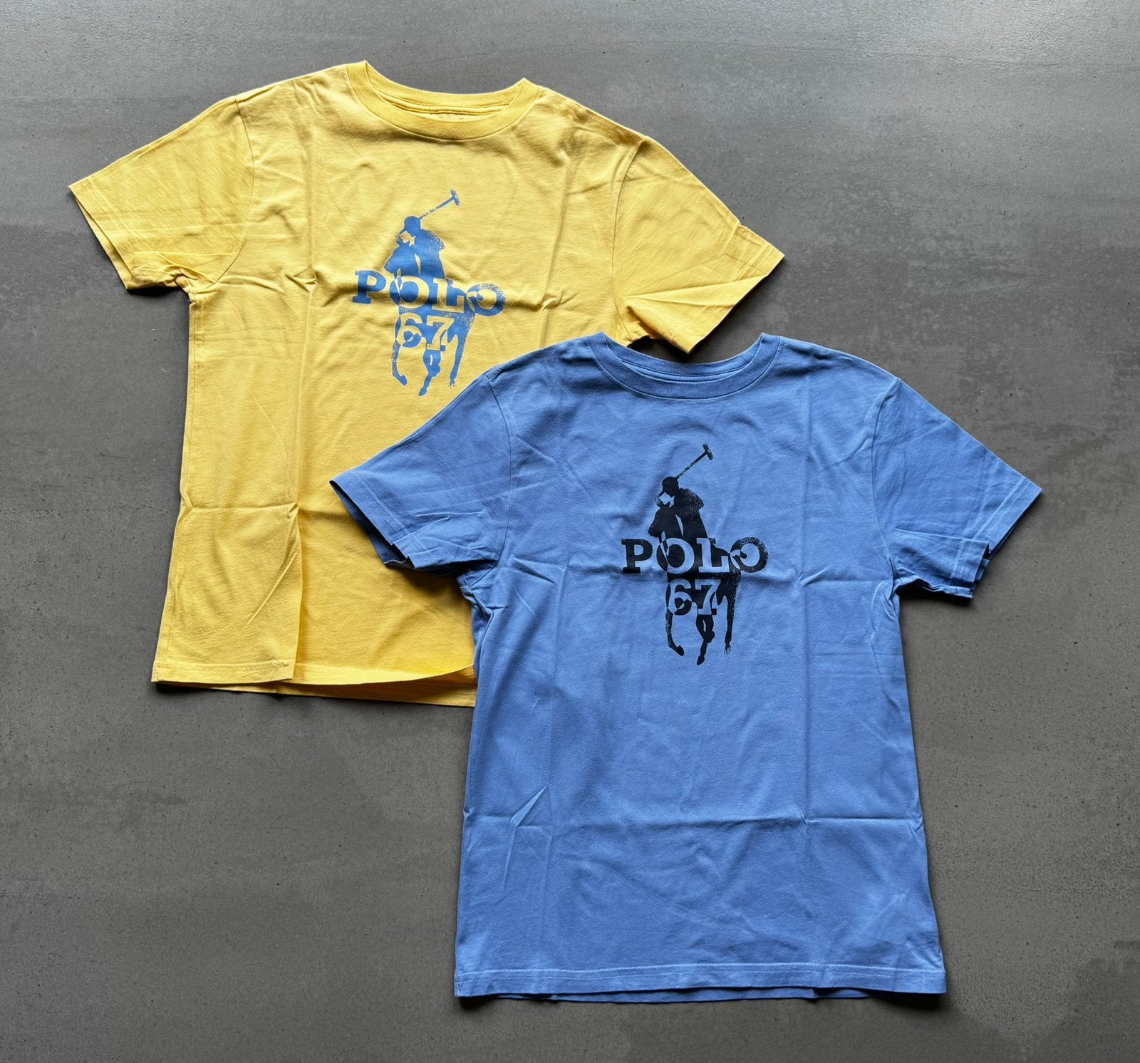 Twee T-shirts Polo Ralph Lauren geel en blauw maat 10-12/152, Ophalen of Verzenden, Gebruikt, Jongen of Meisje, Shirt of Longsleeve