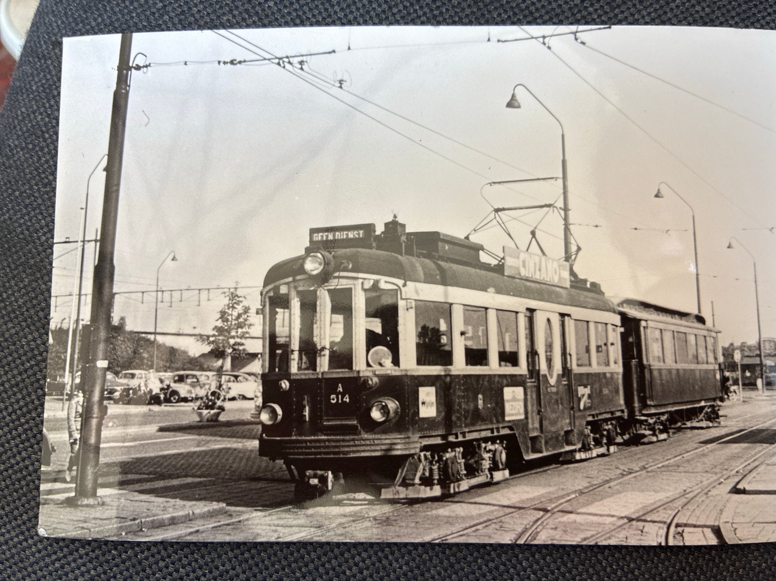 Oude ansichtkaart NZH-tram Leiden Stationsplein 1960, Ophalen of Verzenden, 1940 tot 1960, Gelopen, Zuid-Holland