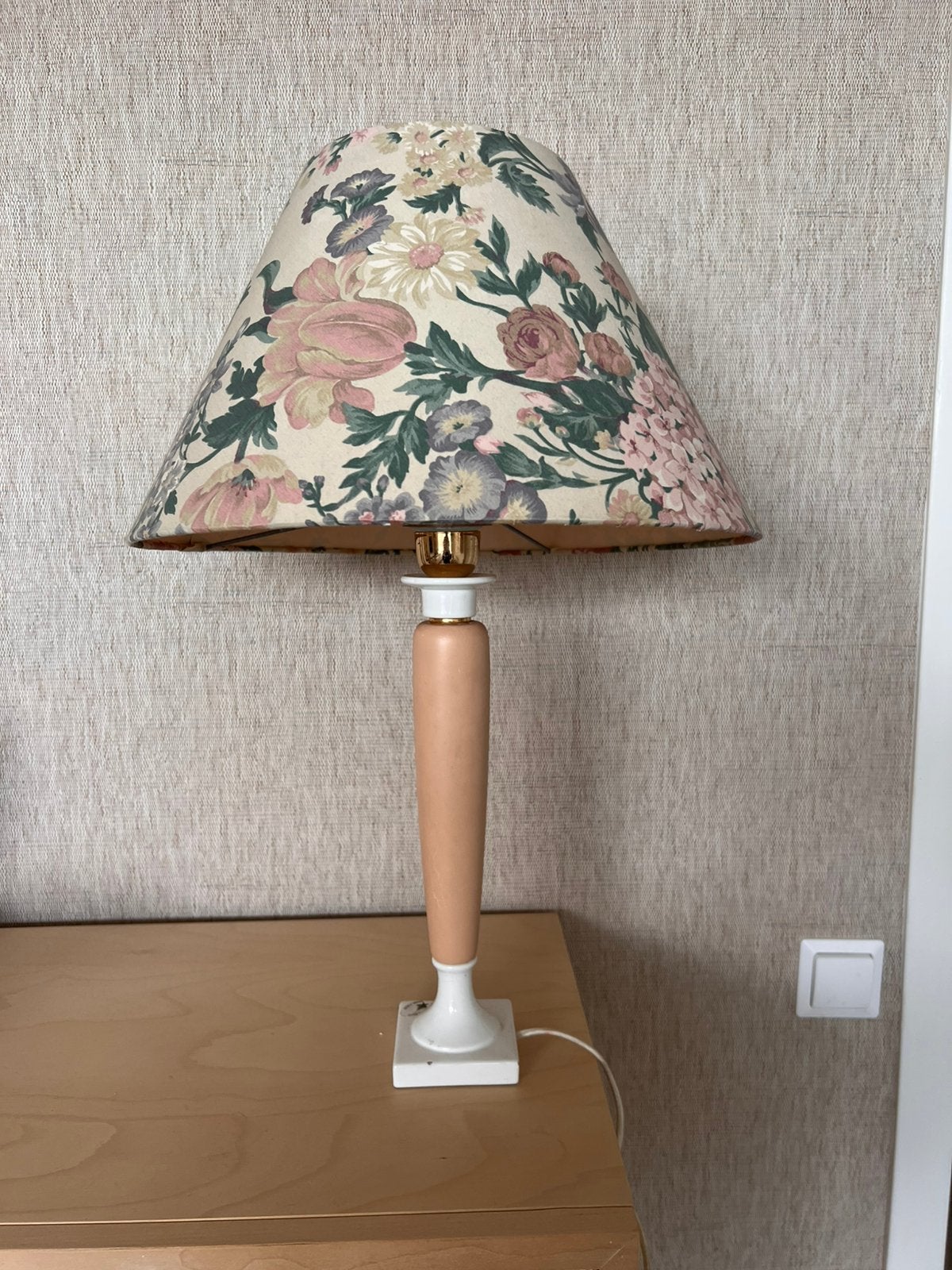 Roze lamp keramiek bloemen, Ophalen, Vintage, Keramiek, Zo goed als nieuw