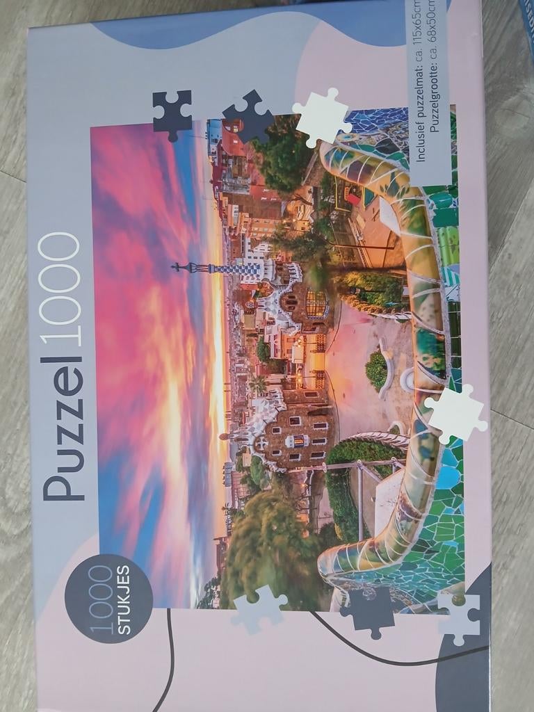 Puzzel 1000 stukjes - Park Güell Barcelona zonsondergang, Ophalen of Verzenden, 500 t/m 1500 stukjes, Nieuw, Legpuzzel