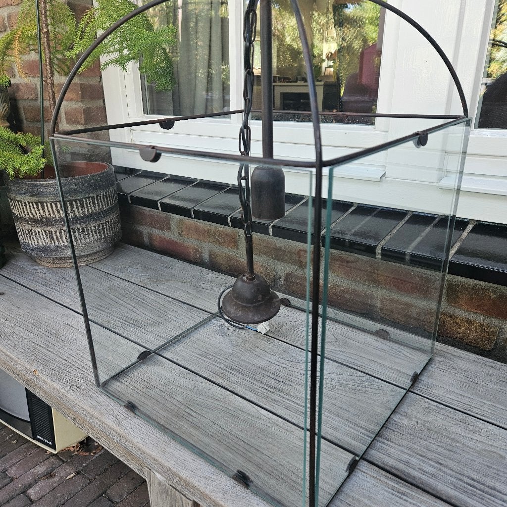 Grote industriele hanglamp (glas), Ophalen, Zo goed als nieuw, Glas