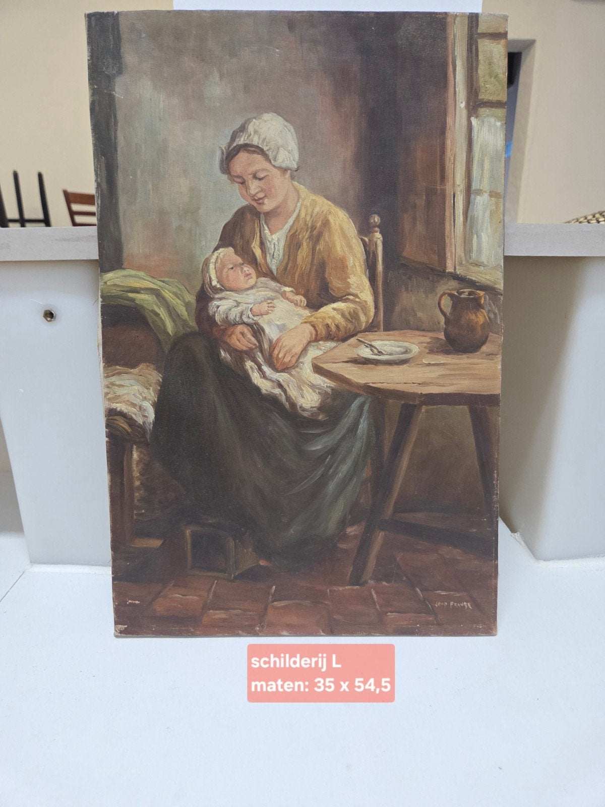 Oud Hollands schilderij: Moeder en kind, Antiek en Kunst, Kunst | Schilderijen | Klassiek, Ophalen, Origineel werk, Doek, Portret of Personen