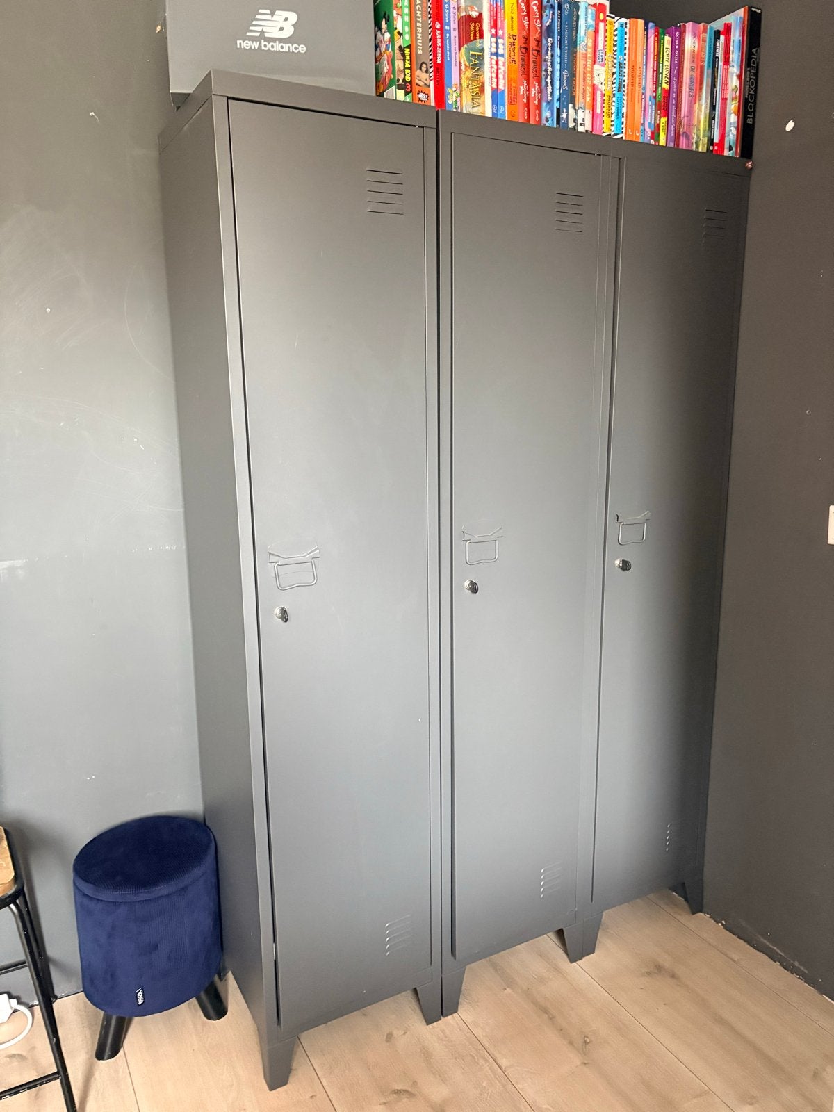Grijze metalen locker kasten 3x, Ophalen, Gebruikt