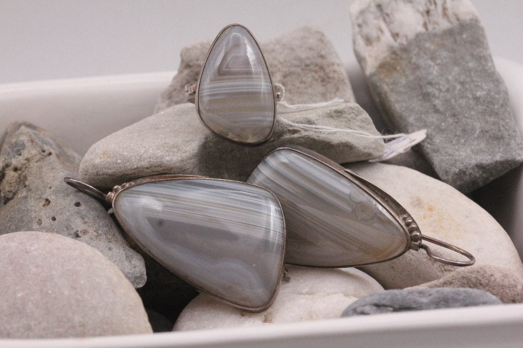 sieradenset ring en oorbellen, Ophalen of Verzenden, Zilver, Overige typen
