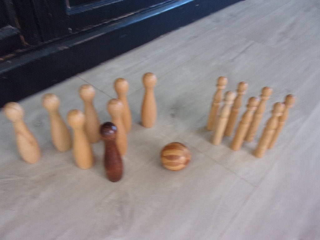 Houten KEGELSET+ Extra KEGELS, Ophalen of Verzenden, Zo goed als nieuw