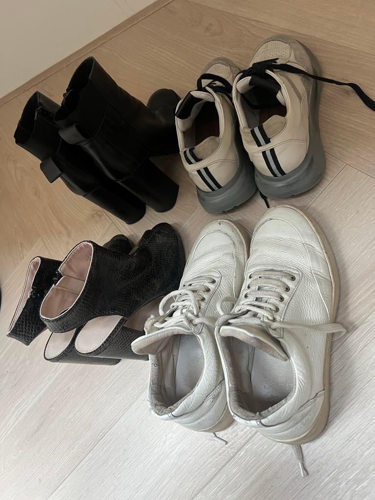 Diverse schoenen: sneakers, laarzen maat 38, Ophalen, Gedragen, Wit, Sneakers of Gympen
