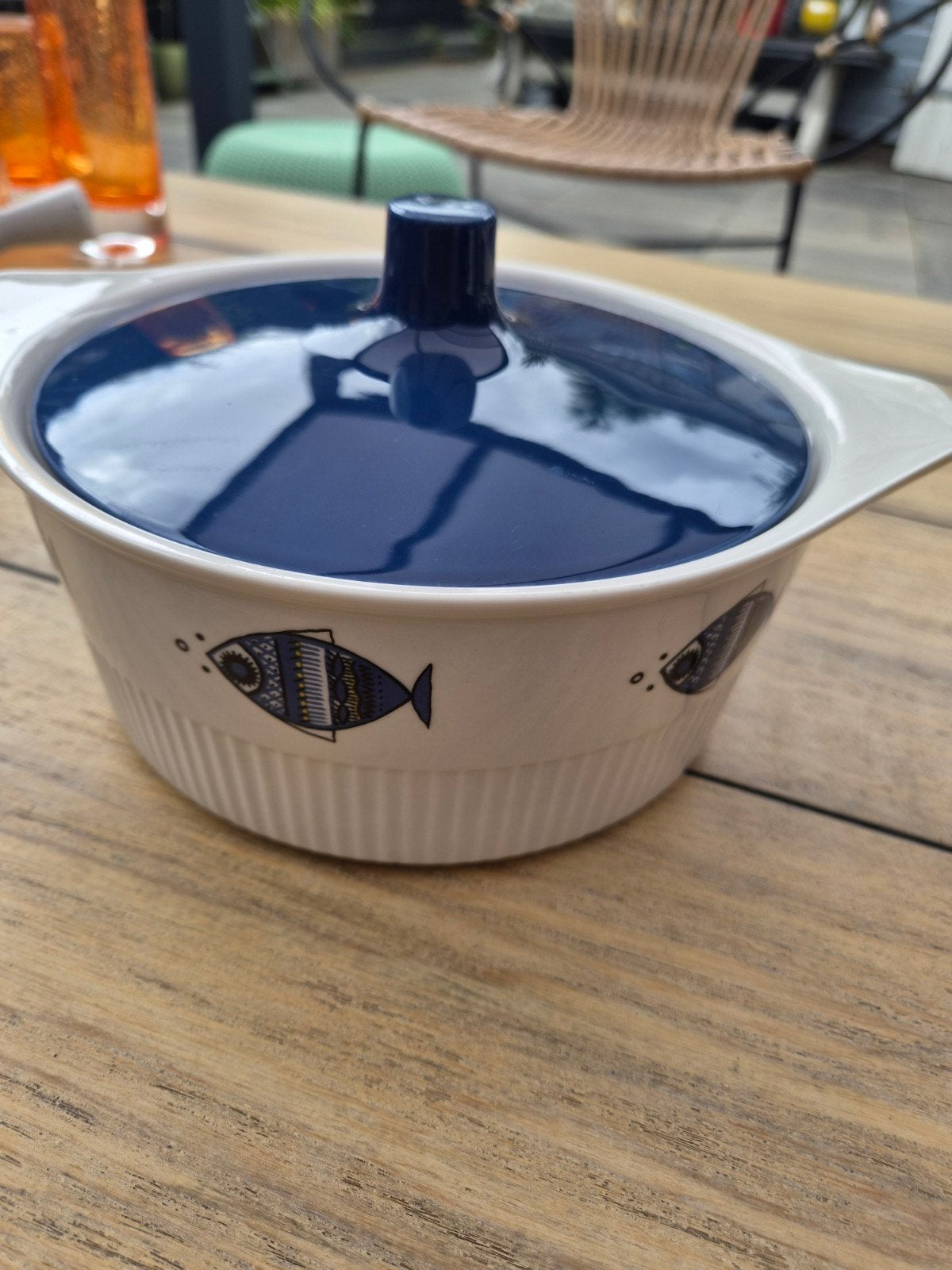 Villeroy & Boch Ovenschaal met vissenmotief en deksel, Ophalen of Verzenden