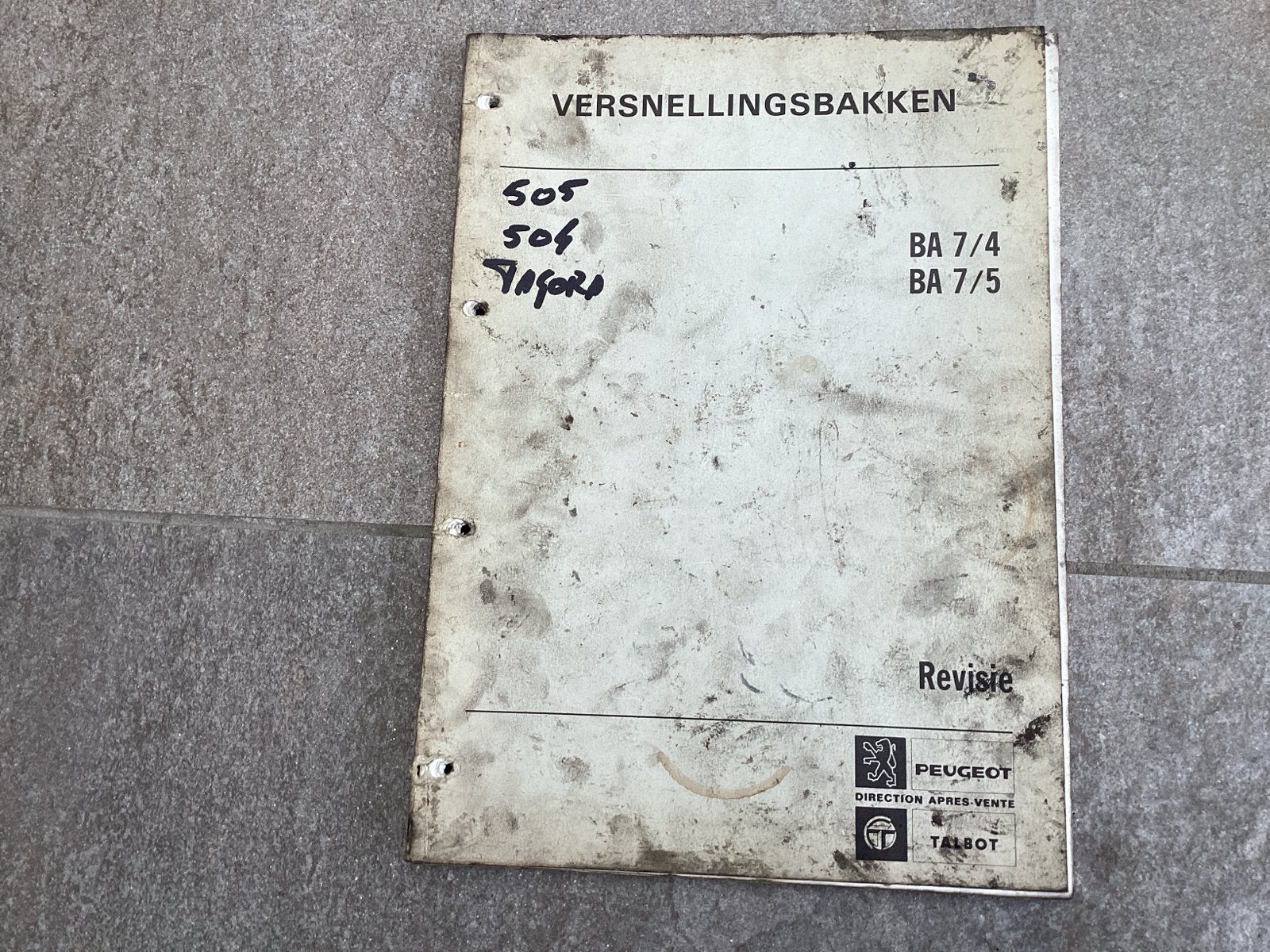 Peugeot Versnellingsbak Revisie Documentatie BA7/4 BA7/5, Boeken, Ophalen of Verzenden, Gelezen, Peugeot