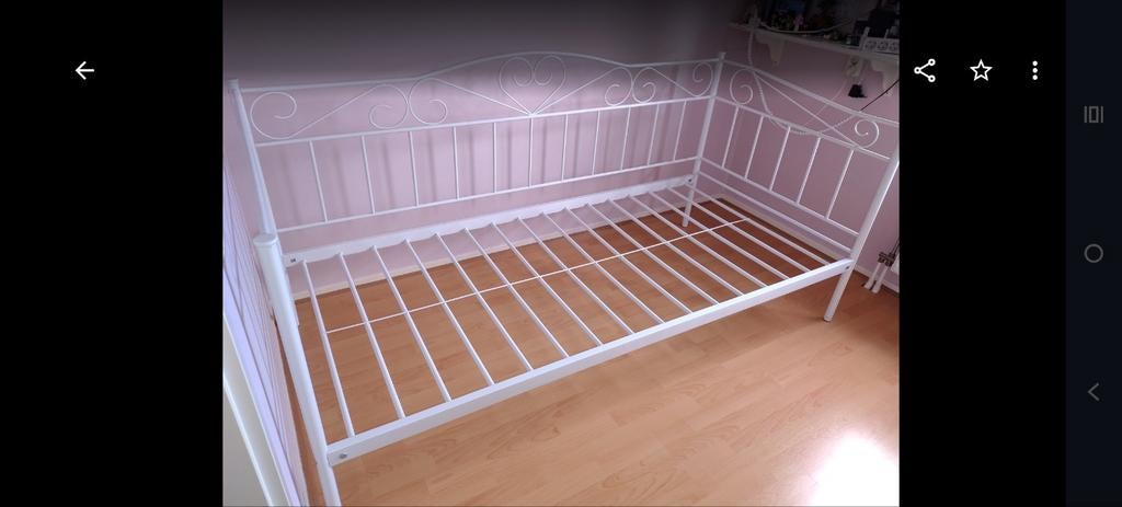 Leuk stevig 1 ledikant voor meisje, Ophalen, 90 cm, Eenpersoons, Wit