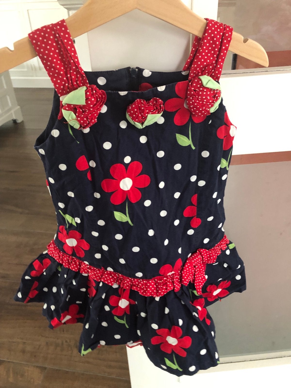 Bonnie Jean jurkje met bloemen en stippen mt 2T ong mt 92, Ophalen of Verzenden, Gebruikt, Jongen of Meisje