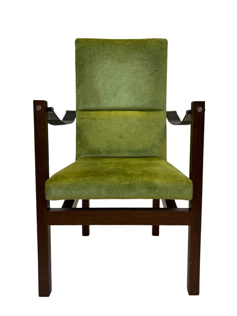 Vintage Fauteuil Massief Wenge Design Jaren 60 Leer Design, Ophalen, Gebruikt, Vintage fauteuil, Vintage fauteuil