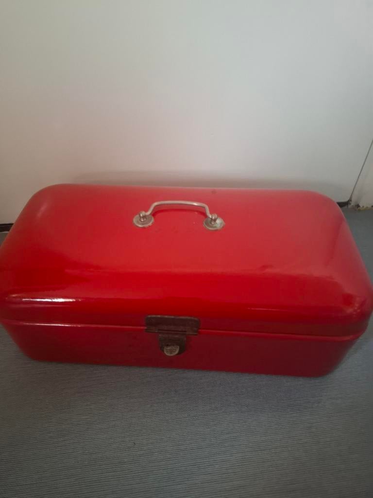 Mooie brandweer rode emaille broodbak ( vintage design ), Ophalen of Verzenden