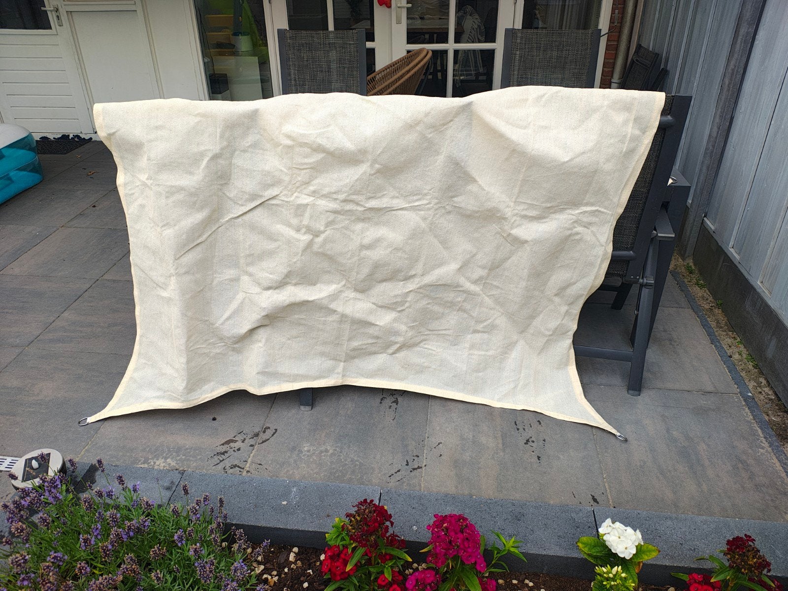 Beige schaduwdoek 2x2 meter, Ophalen