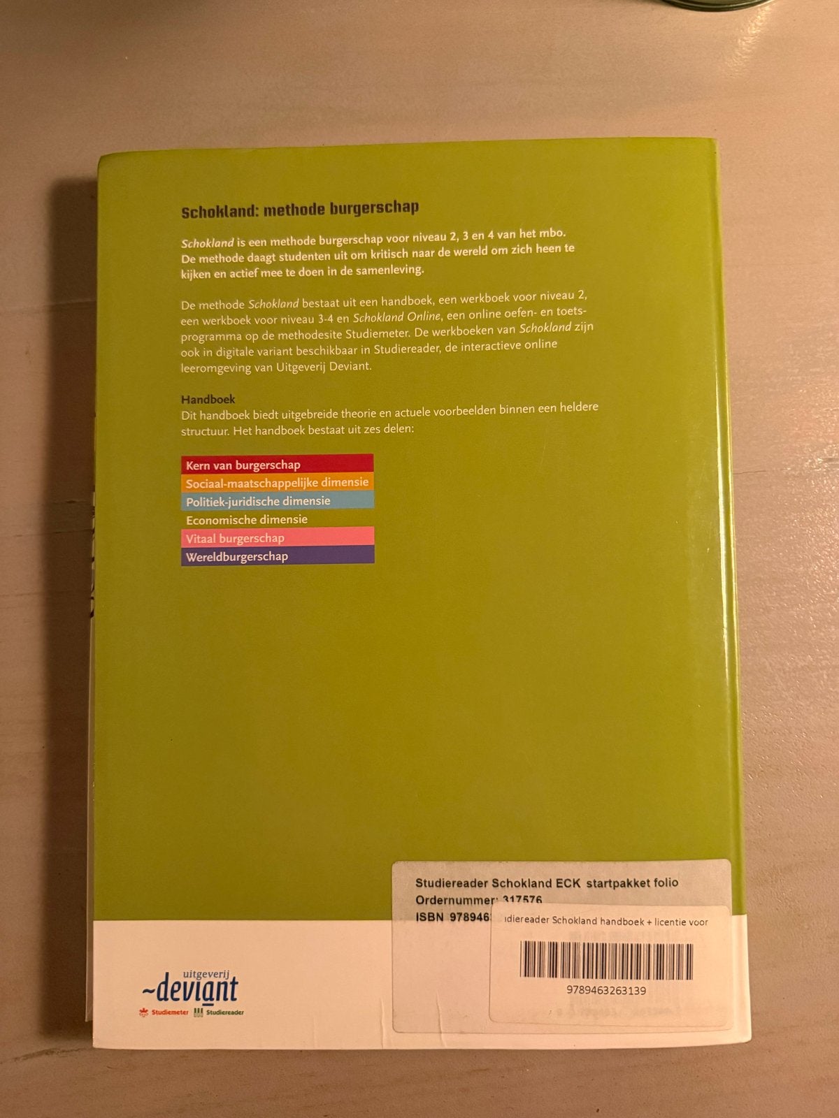 Schokland Handboek Burgerschap MBO - Juridisch Administratie, Ophalen of Verzenden, Gamma, Zo goed als nieuw, MBO