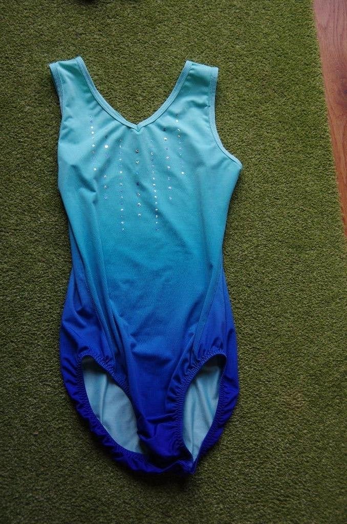 Turnpakje maat 140, Sport en Fitness, Turnen, Gebruikt, Blauw, Turnpak(je), Kindermaat 122 t/m 140