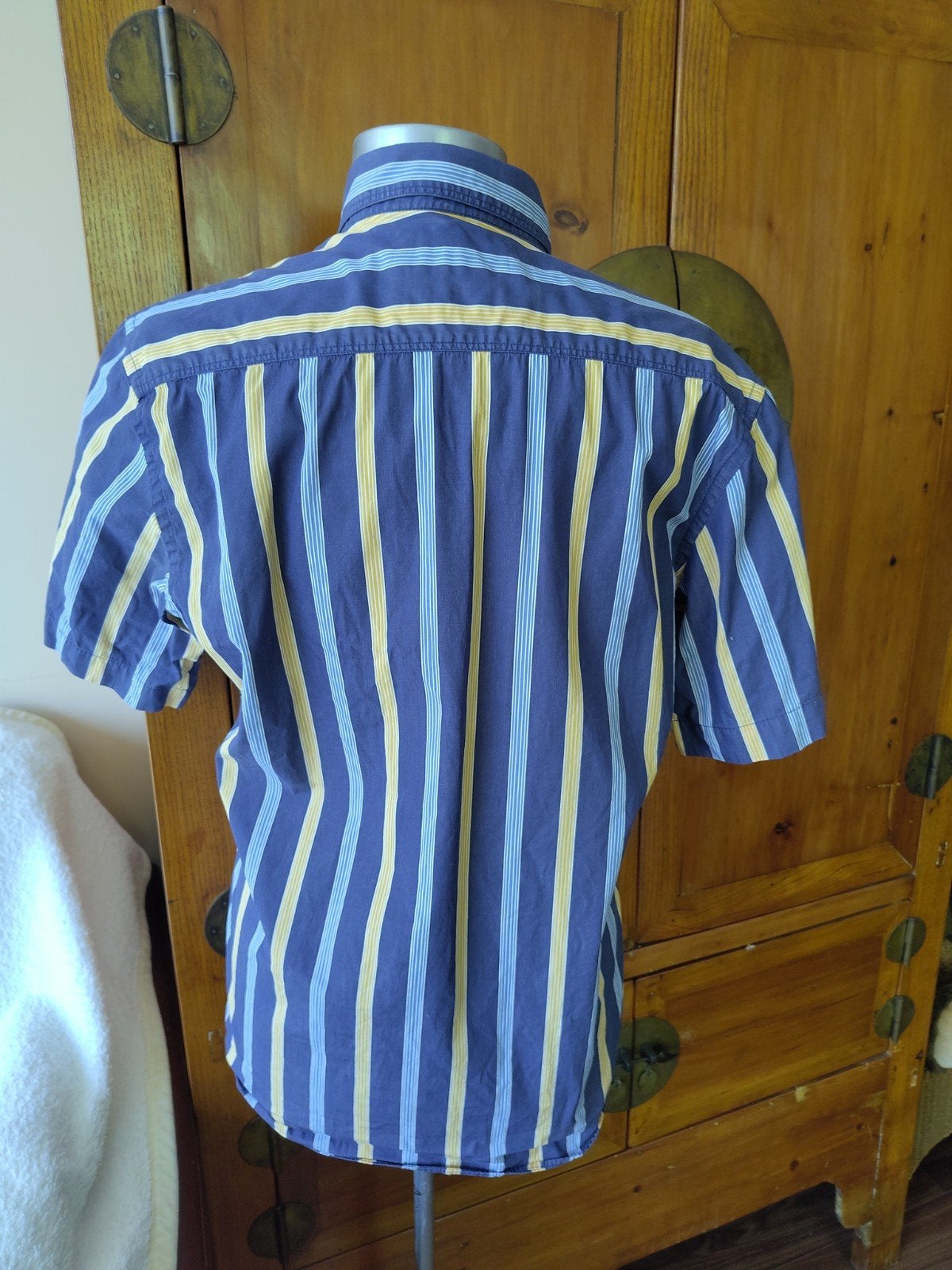 Campione gestreept overhemd - Blauw, geel, wit, Kleding | Heren, Overhemden, Meerkleurig, Ophalen of Verzenden, Zo goed als nieuw