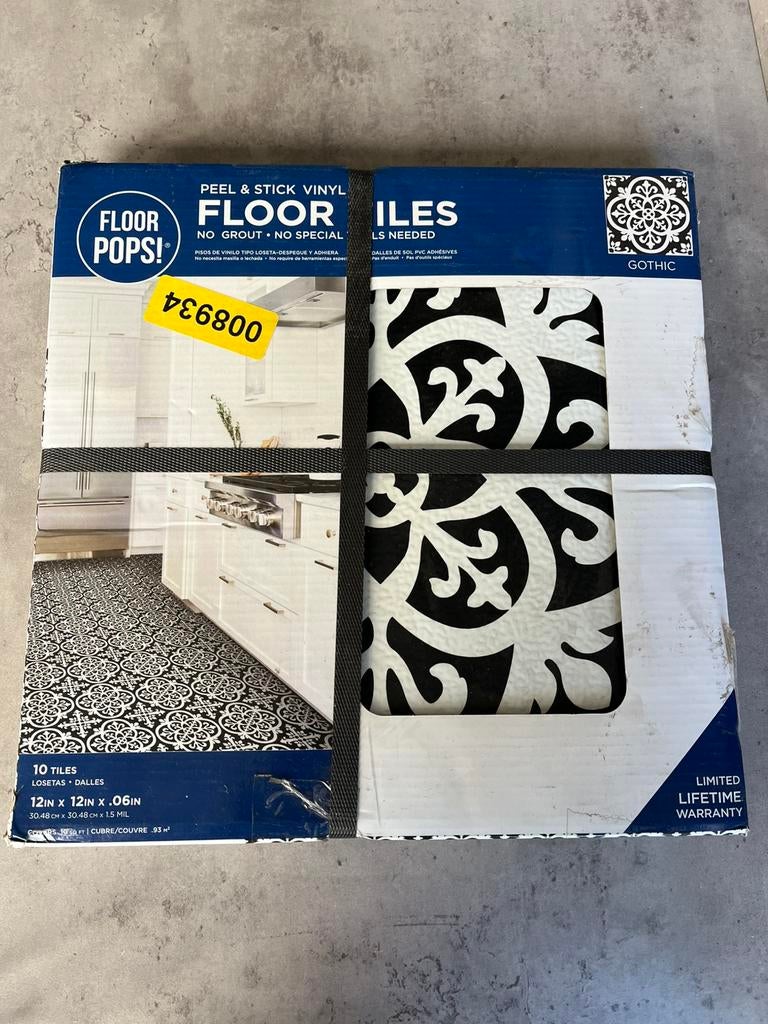 Peel & Stick Vinyl Vloertegels FloorPops! Gothic 20 stuks, Keramiek, Nieuw, Ophalen of Verzenden, 20 tot 40 cm