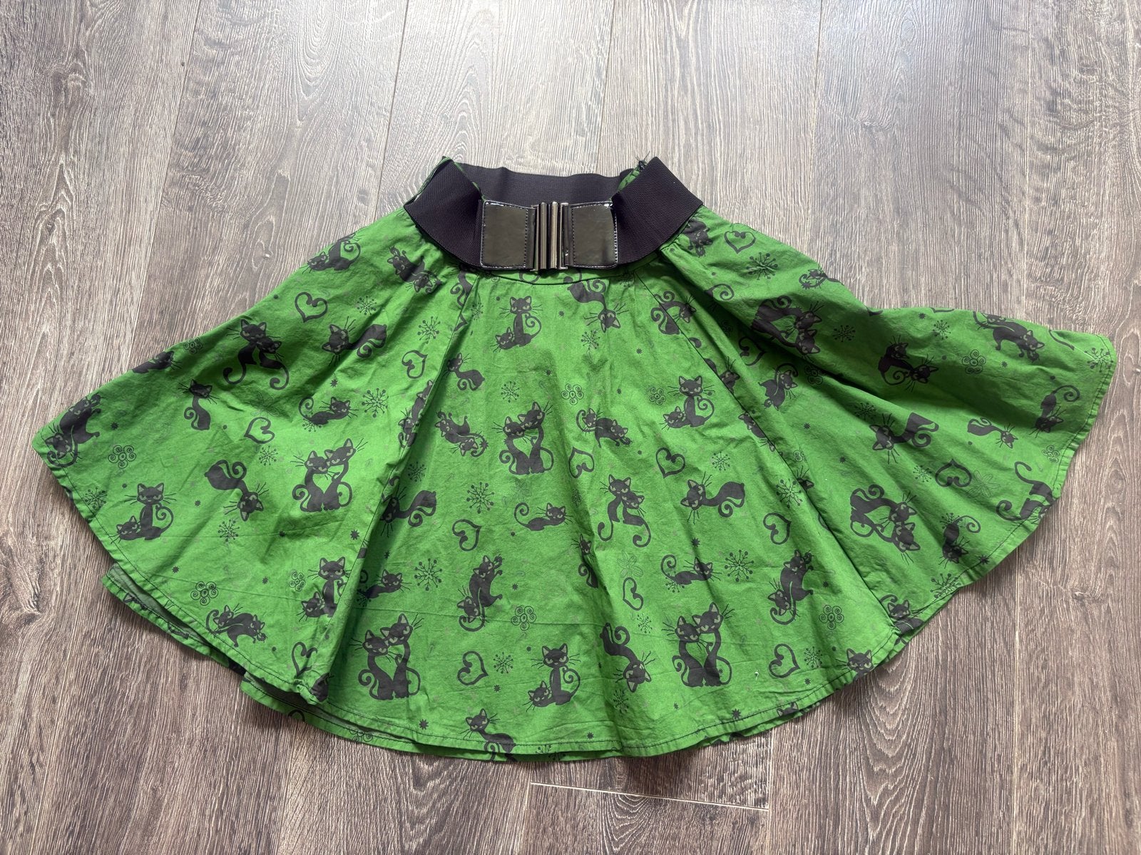 Rockabella Rockabilly rok met katjesprint - Maat L, Maat 42/44 (L), Ophalen of Verzenden, Zo goed als nieuw, Knielengte
