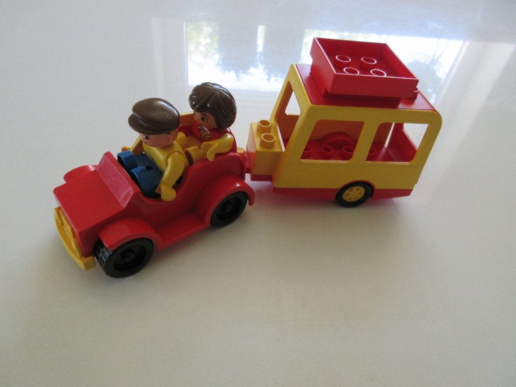 Vintage duplo auto met caravan en dakdrager., Ophalen of Verzenden, Gebruikt, Overige typen, Duplo
