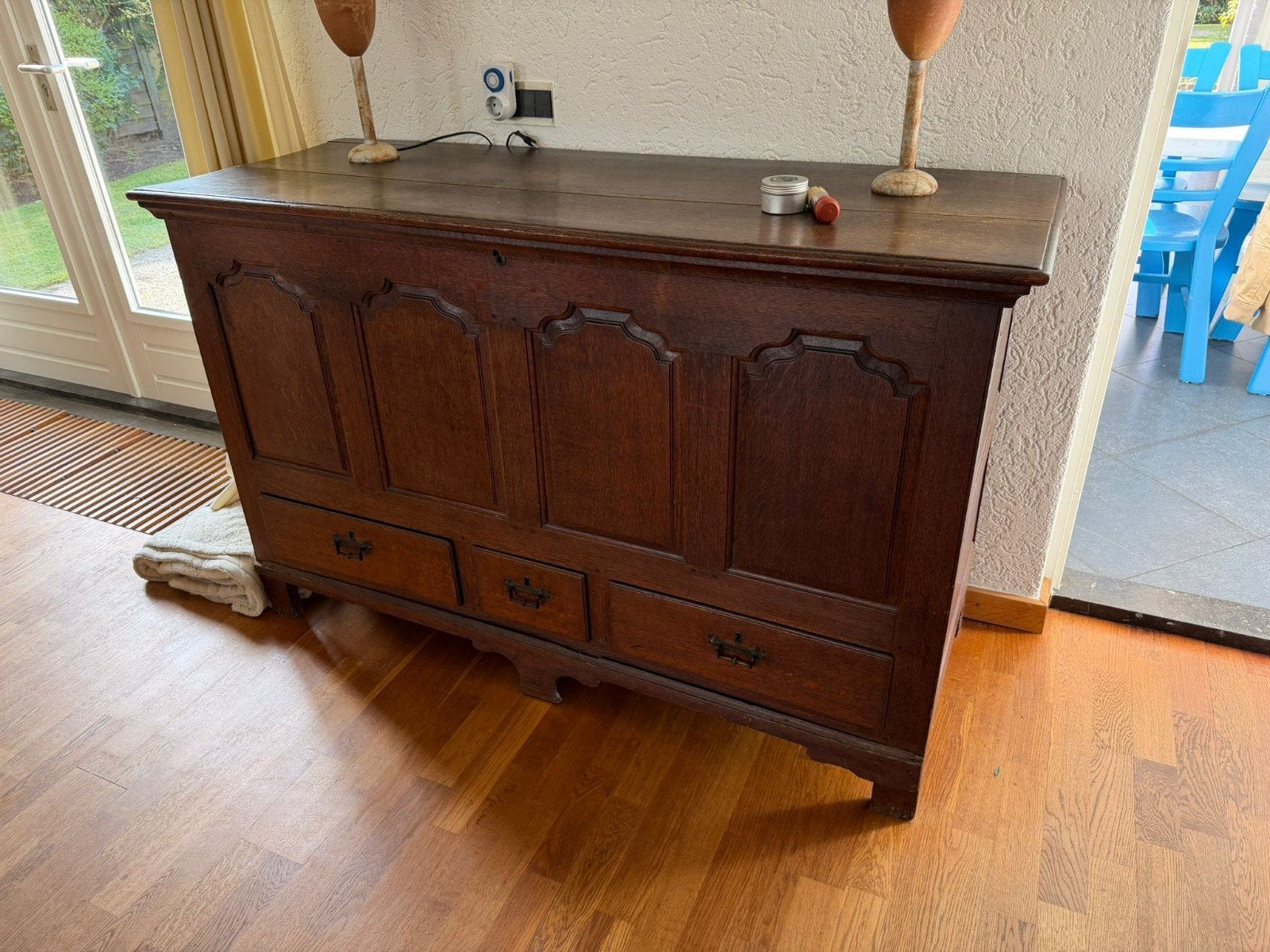 Antieke Engelse dekenkist mullchest uit 1820, Ophalen, Gebruikt, 50 tot 100 cm, Minder dan 100 cm