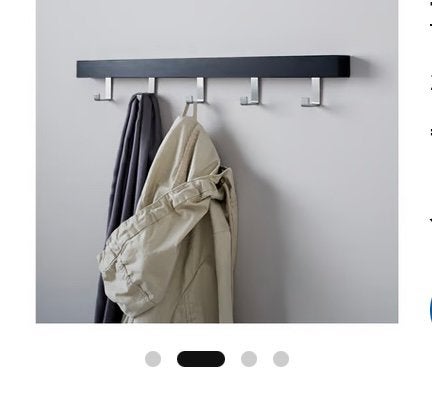 IKEA TJUSIG wandkapstok met 5 haken - Zwart, Nieuw, Minder dan 100 cm, Hout, Ophalen