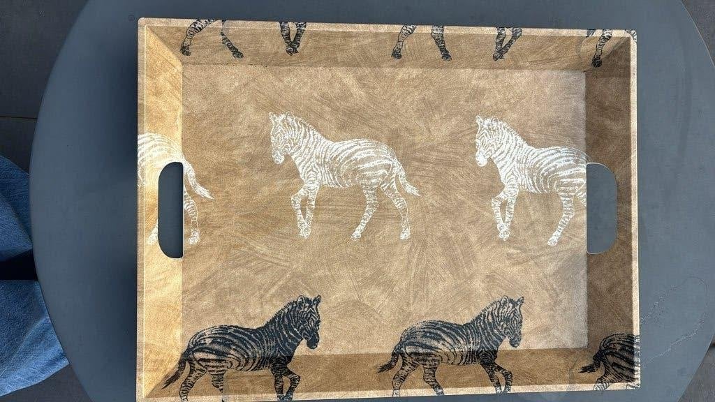 Vintage R2S SpA Dienblad, Zebra's, Melamine, 50x40cm, Italië, Kunststof, Decoratieve rand, Ophalen of Verzenden, Zo goed als nieuw