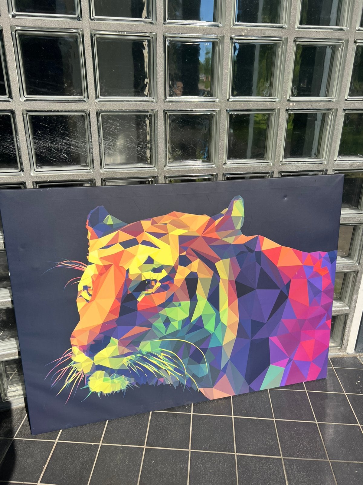 Tijger schilderij kleur, Antiek en Kunst, Kunst | Schilderijen | Modern, Ophalen, Op houten frame, Kunststof, Dieren