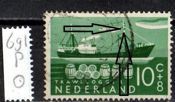 Nederland Plaatfout nr. 691P Zomerzegels, schepen gestempeld, Ophalen of Verzenden, Na 1940, Gestempeld