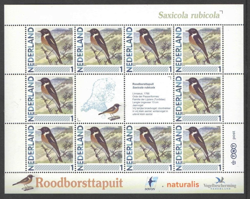 Postzegels Vogels in Nederland: Roodborsttapuit, Ophalen of Verzenden, Na 1940, Postfris