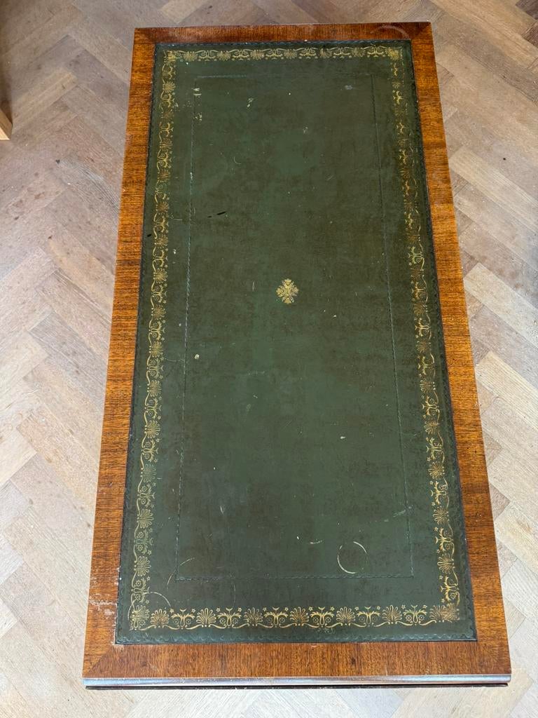 Salontafel ( klassiek met leer), Huis en Inrichting, Tafels | Salontafels, Ophalen, Minder dan 50 cm, Gebruikt, 100 tot 150 cm
