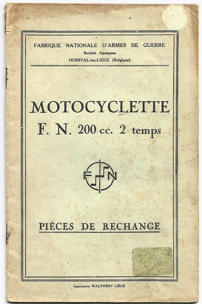 FN 200 cc FN Herstal pieces de rechange onderdelenboek, Verzenden, Overige merken