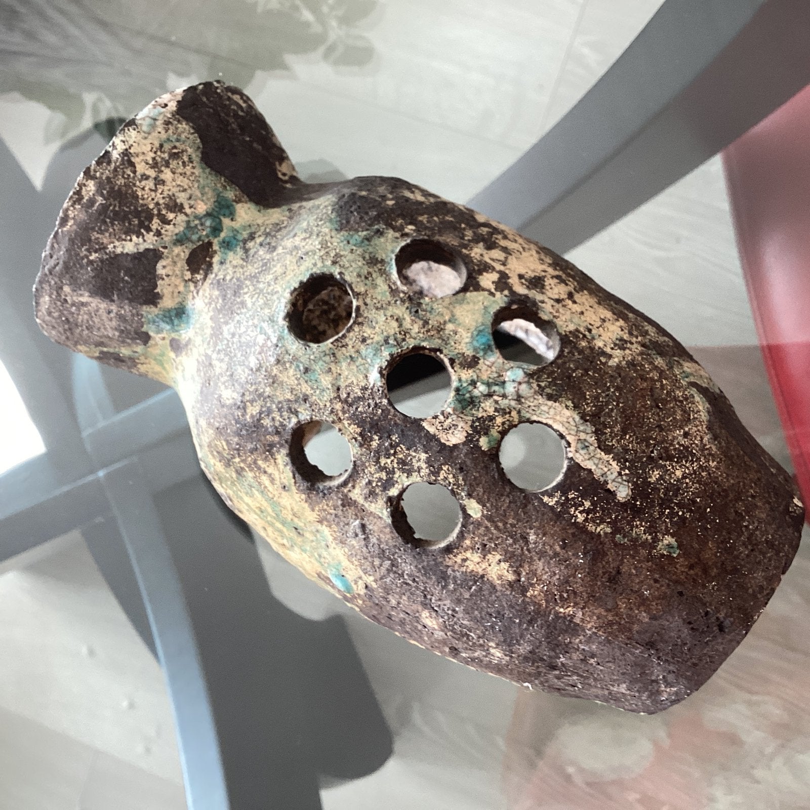 Waxinelichthouder aardewerk gemerkt // hoog 18 cm, Antiek en Kunst, Ophalen of Verzenden