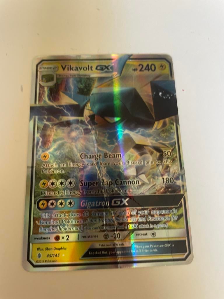 Pokémon kaart Vikavolt GX 45/145 Sun & Moon, Ophalen, Gebruikt, Losse kaart, Foil