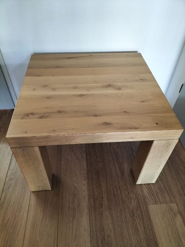 Eikenhouten tafeltje, Vierkant, 55 tot 75 cm, Zo goed als nieuw, Hout