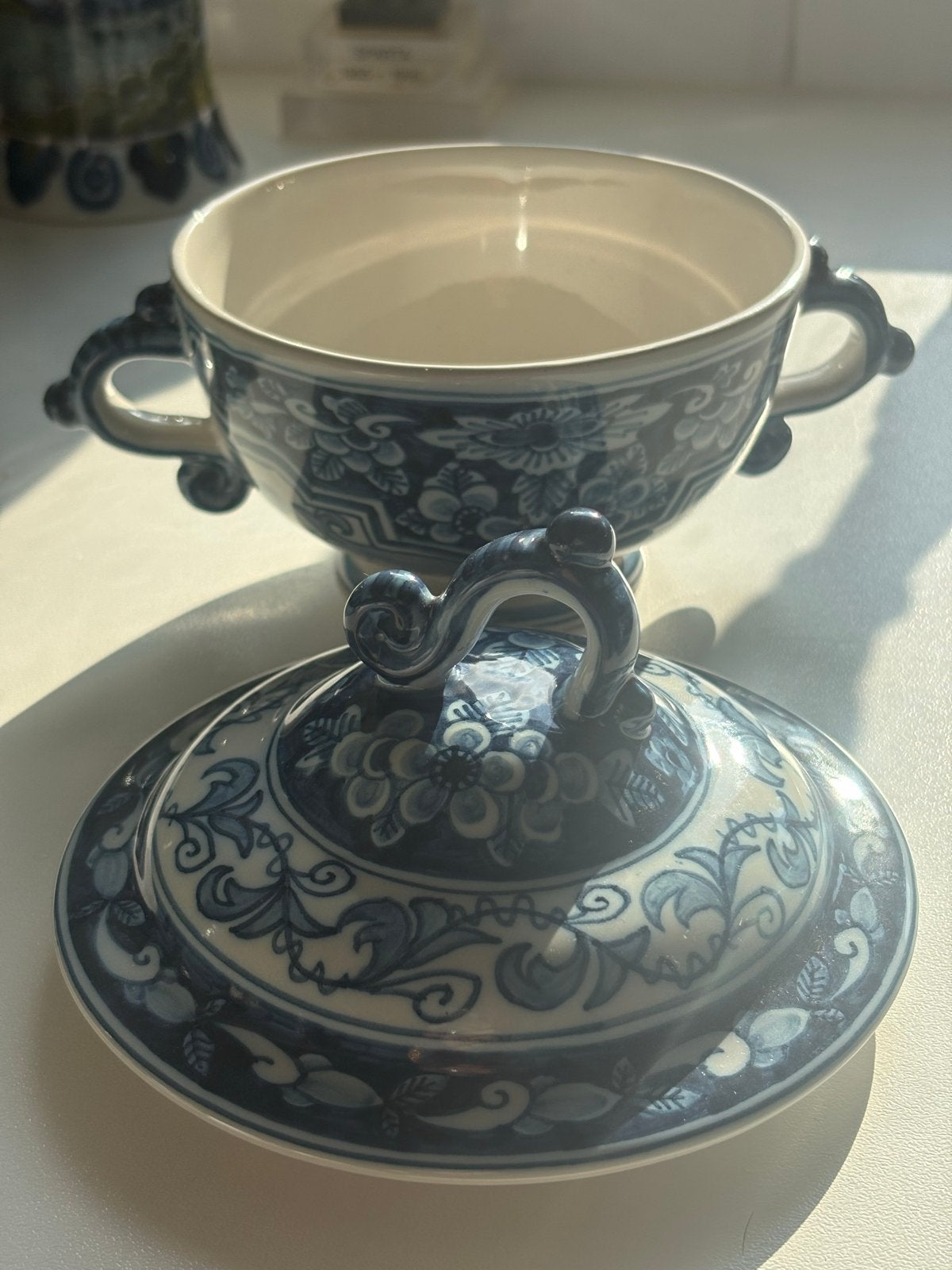 Antieke Makkum Tichelaar Delfts Blauw Suikerpot met Deksel, Ophalen of Verzenden