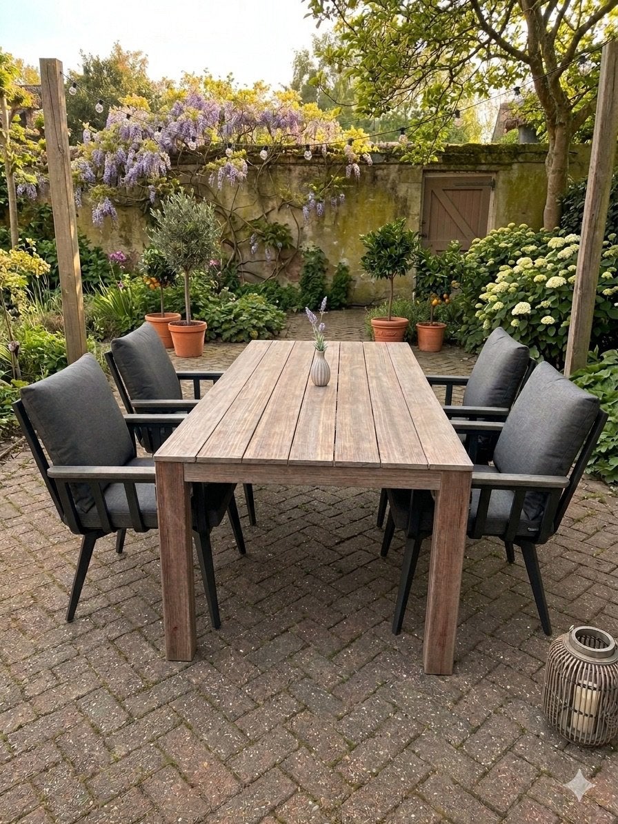 Complete eettafel set voor buiten met weerbestendige kussens, Tuin en Terras, Tuinmeubel-accessoires, Nieuw, Ophalen