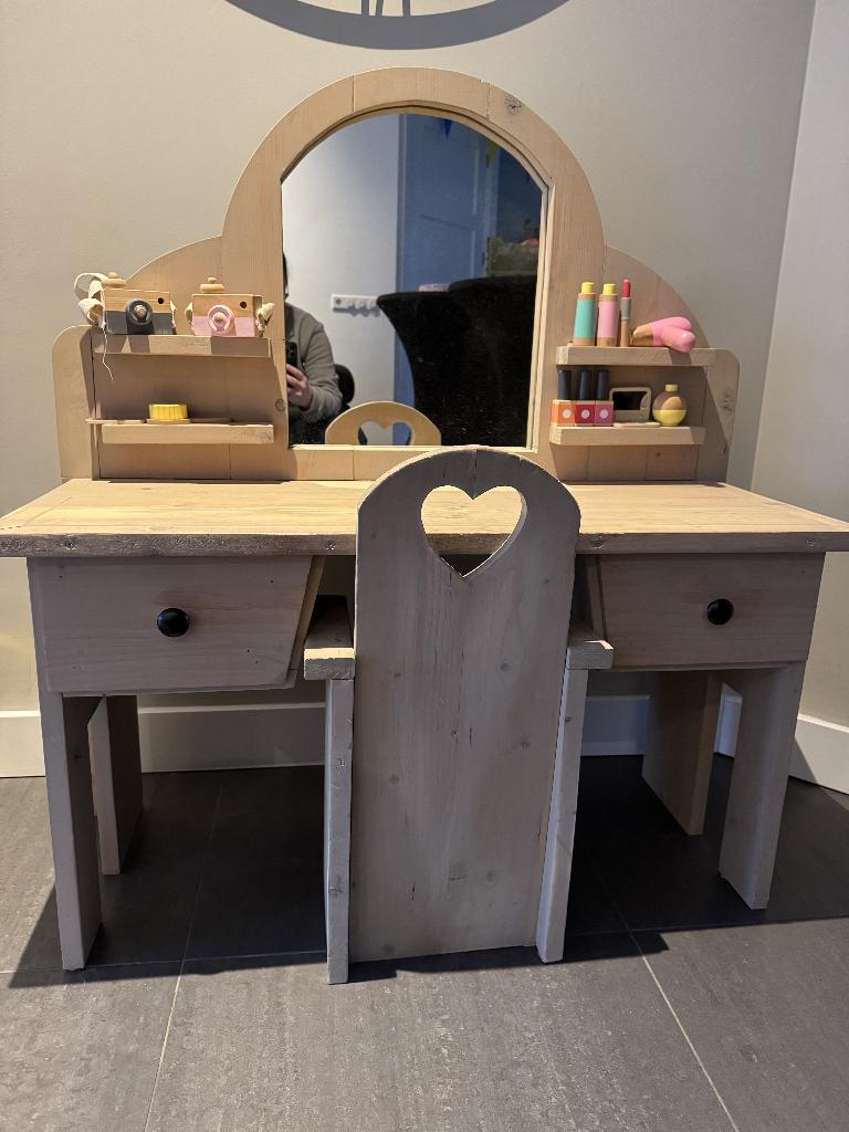 Steigerhouten kinderkaptafel, Huis en Inrichting, Ophalen, Gebruikt, 100 tot 150 cm, 100 tot 150 cm
