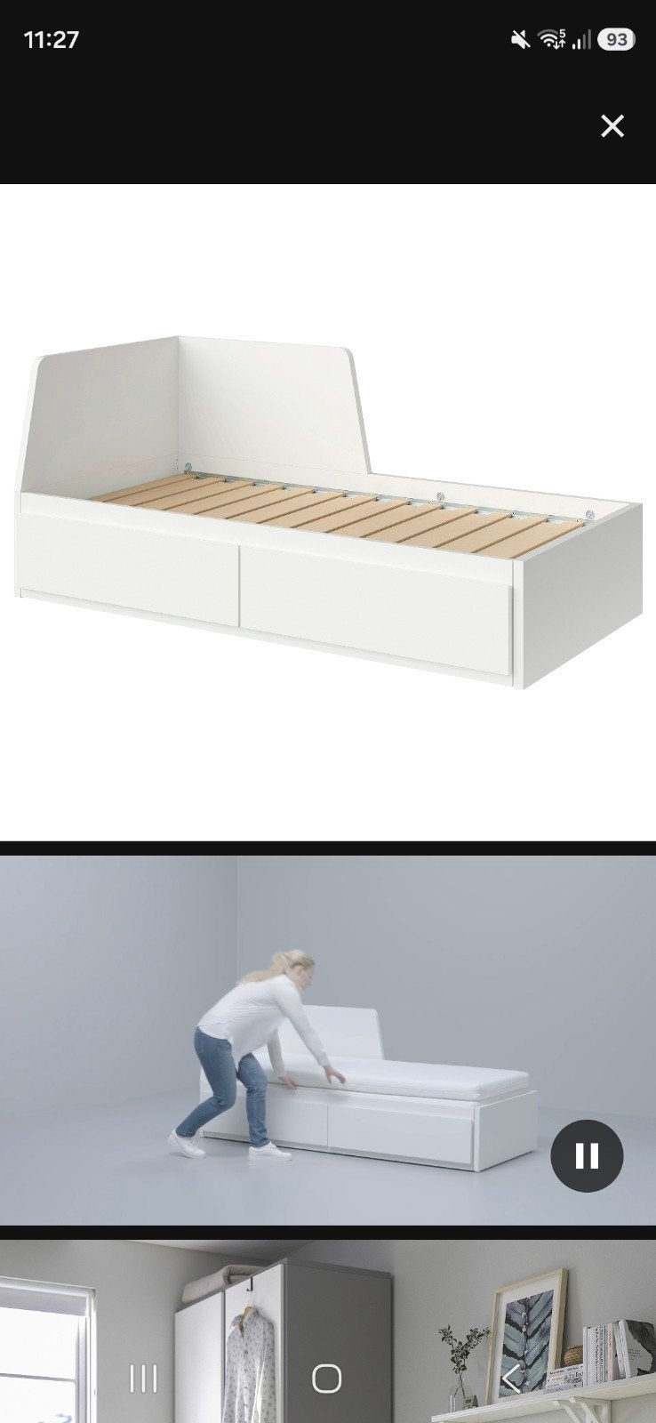 Gratis beschadigde IKEA FLEKKE uitschuifbed met 90 matras, Ophalen, Gebruikt, 90 cm, Eenpersoons