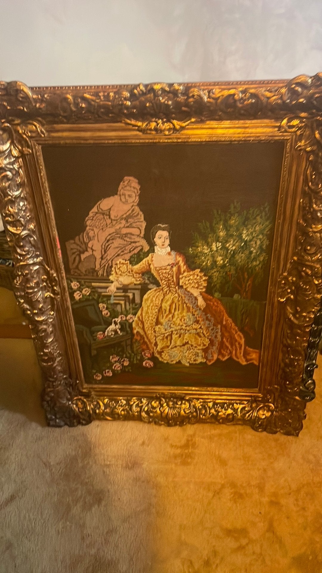 Schilderij, Antiek en Kunst, Doek, Oud hollands, Overige technieken, Bijzondere lijst