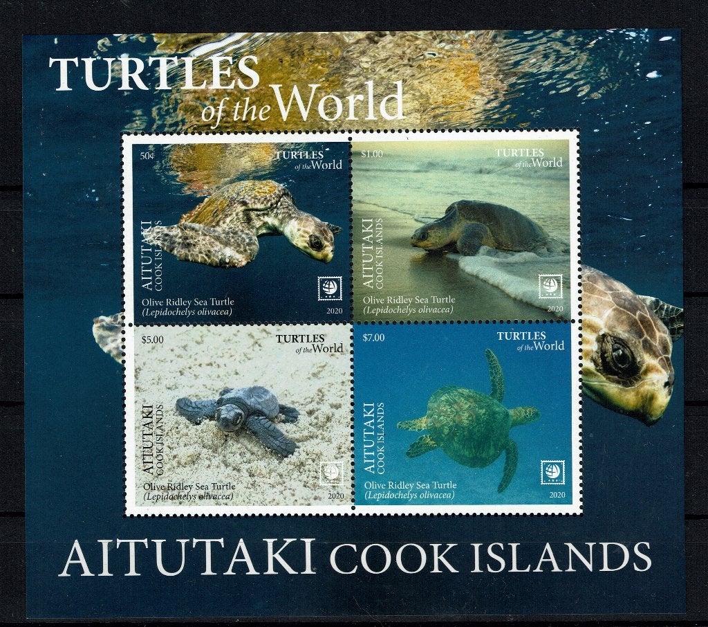 AITUTAK 2020 PF BLOK SCHILDPADDEN REPTIELEN TURTLES 2, Ophalen of Verzenden, Postfris, Dier of Natuur