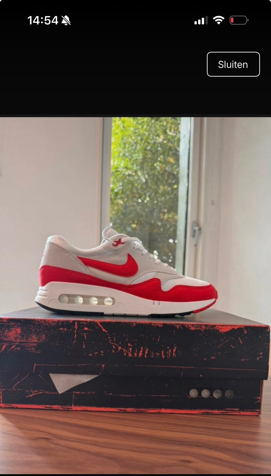 Nike Air Max 1 ’86 OG Big Bubble White/University Red, Ophalen of Verzenden, Zo goed als nieuw, Wit