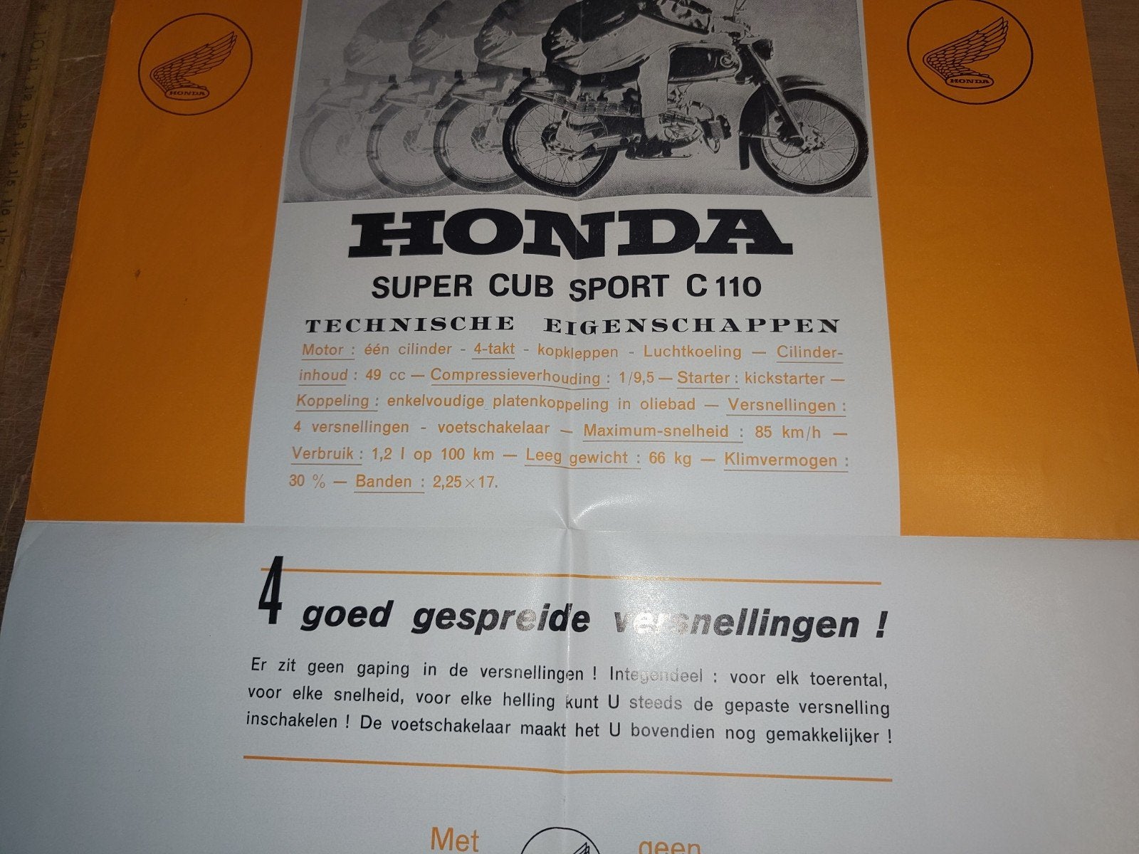 Honda 50 Super Cub C110, C100 Brochure 1963, Ophalen of Verzenden