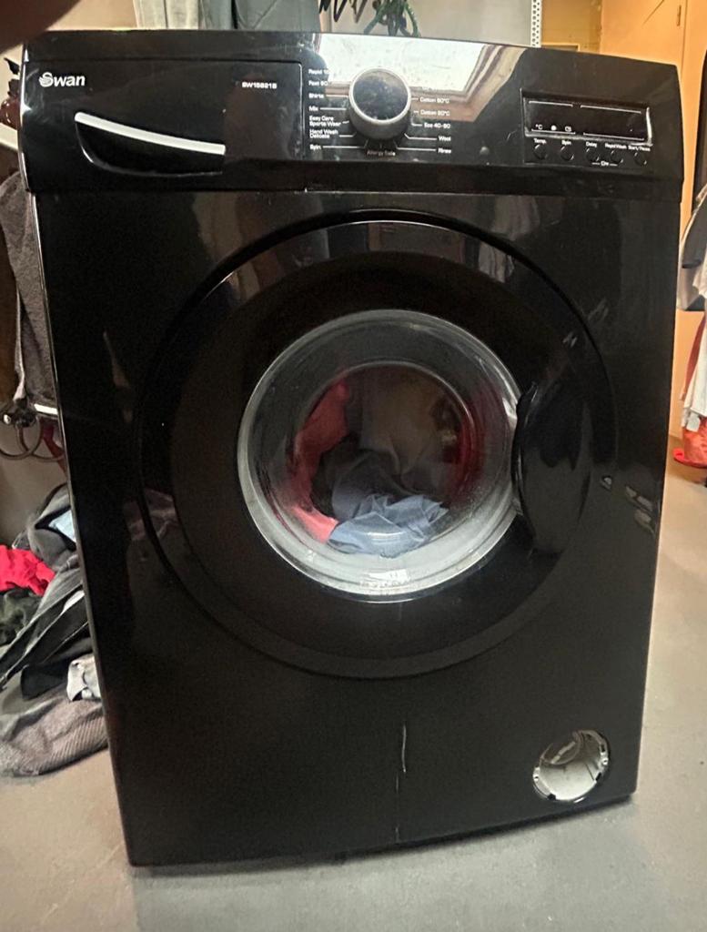 Wasmachine zwart elegant Swan, Witgoed en Apparatuur, Ophalen of Verzenden, Zo goed als nieuw, 1200 tot 1600 toeren, 85 tot 90 cm